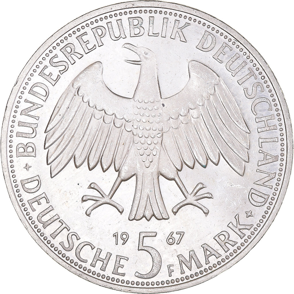 Moneda, ALEMANIA - REPÚBLICA FEDERAL, 5 Mark, 1967, Stuttgart, Wilhelm and
