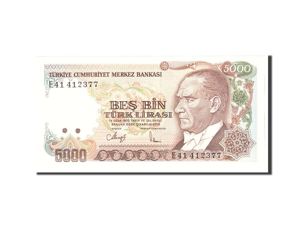 Banknote, Turkey, 5000 Lira, 1970, Undated, KM:197, UNC(65-70)
