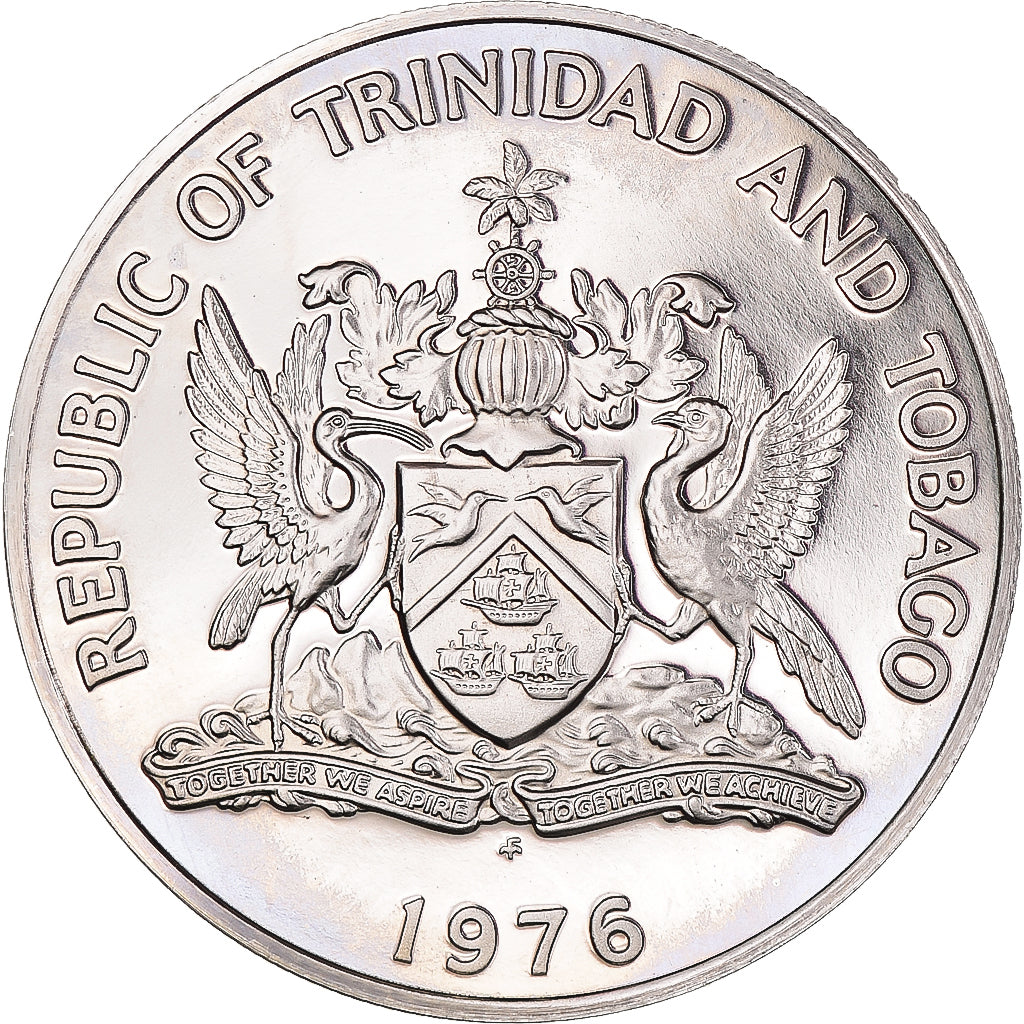 Moneta, TRINIDAD E TOBAGO, 50 Cents, 1976, emblème / steel drums, percussions