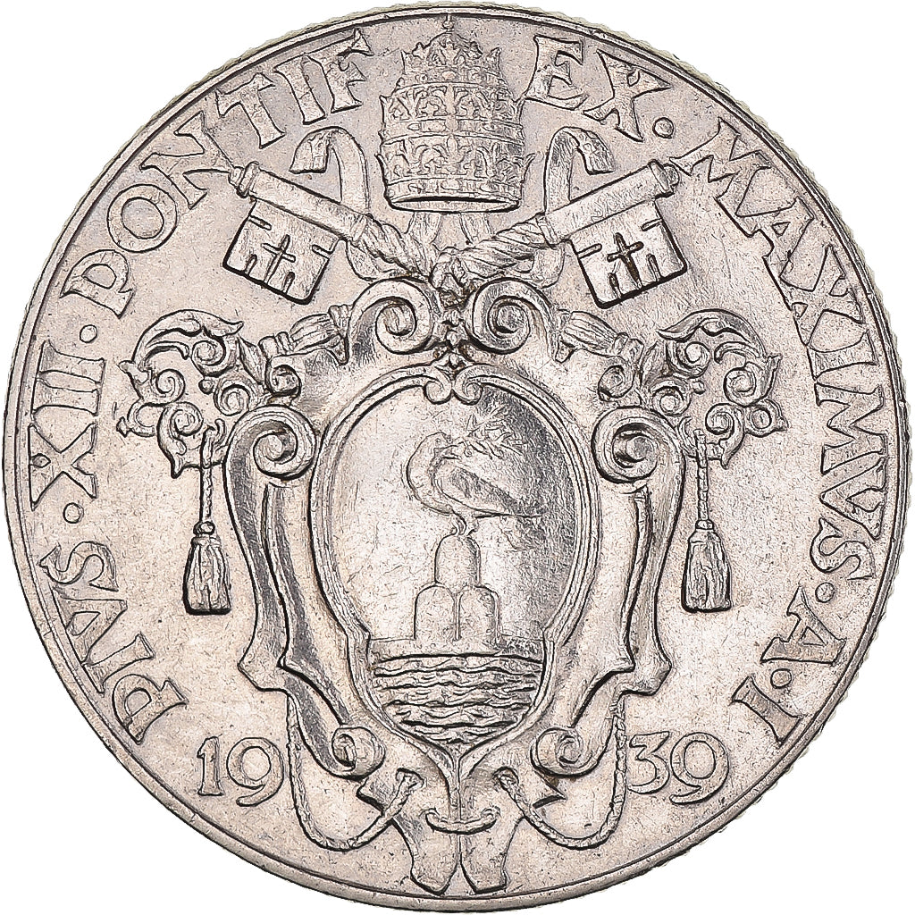 Coin, VATICAN CITY, Pius XII, 50 Centesimi, 1939, Pivs XII, AU(50-53), Nickel