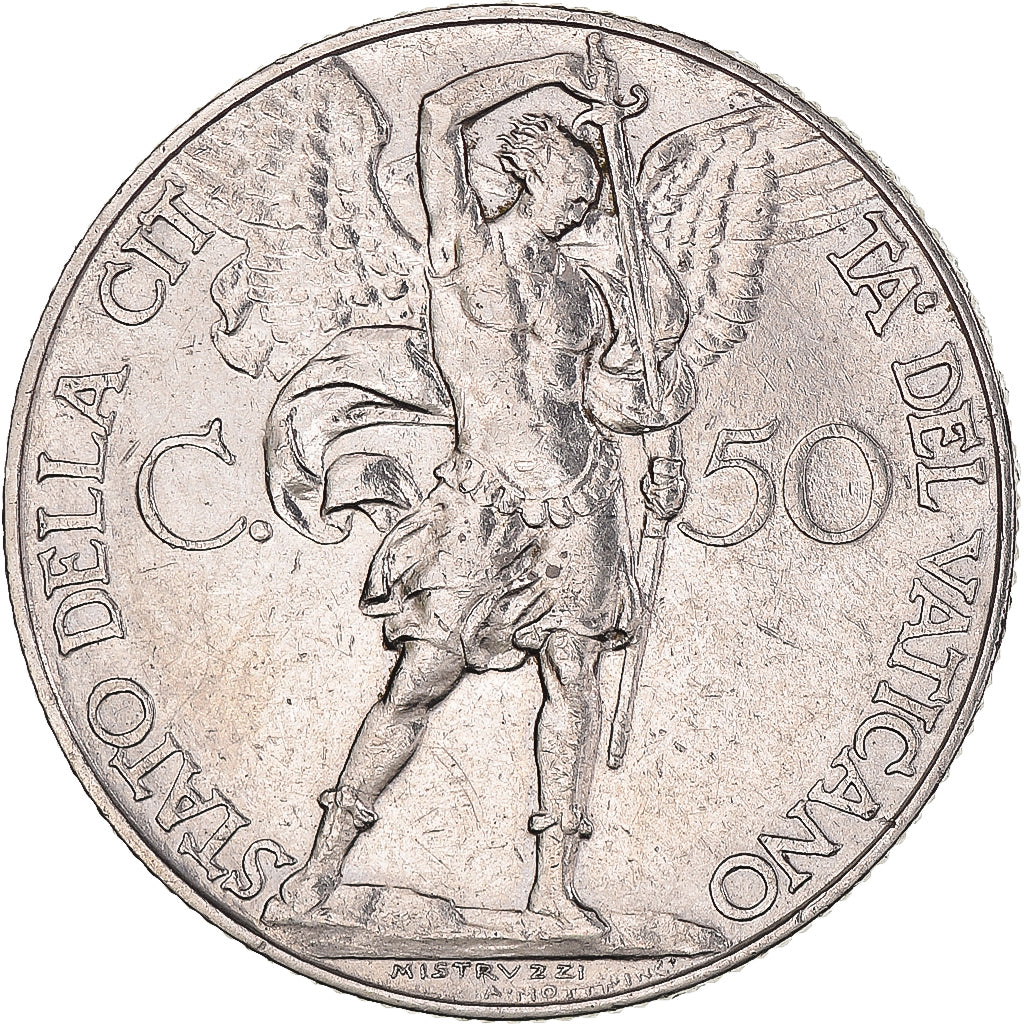 Coin, VATICAN CITY, Pius XII, 50 Centesimi, 1939, Pivs XII, AU(50-53), Nickel