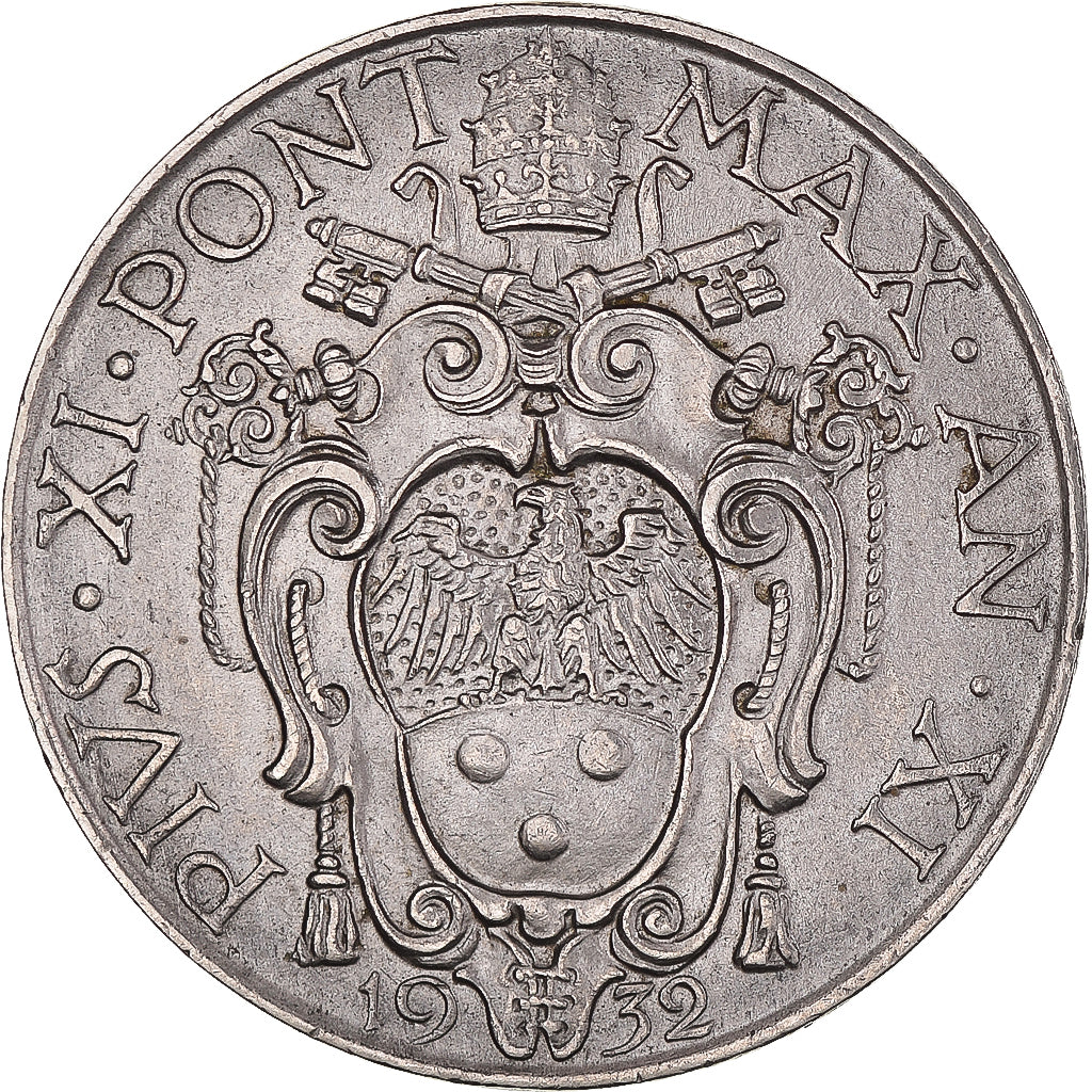 Coin, VATICAN CITY, Pius XI, Lira, 1932, EF(40-45), Nickel, KM:5