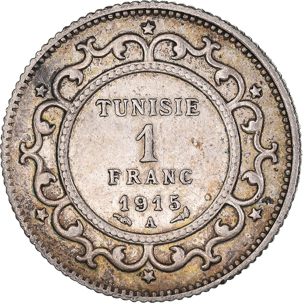 Monnaie, Tunisie, Muhammad al-Nasir Bey, Franc, 1915, Paris, TTB, Argent, KM:238