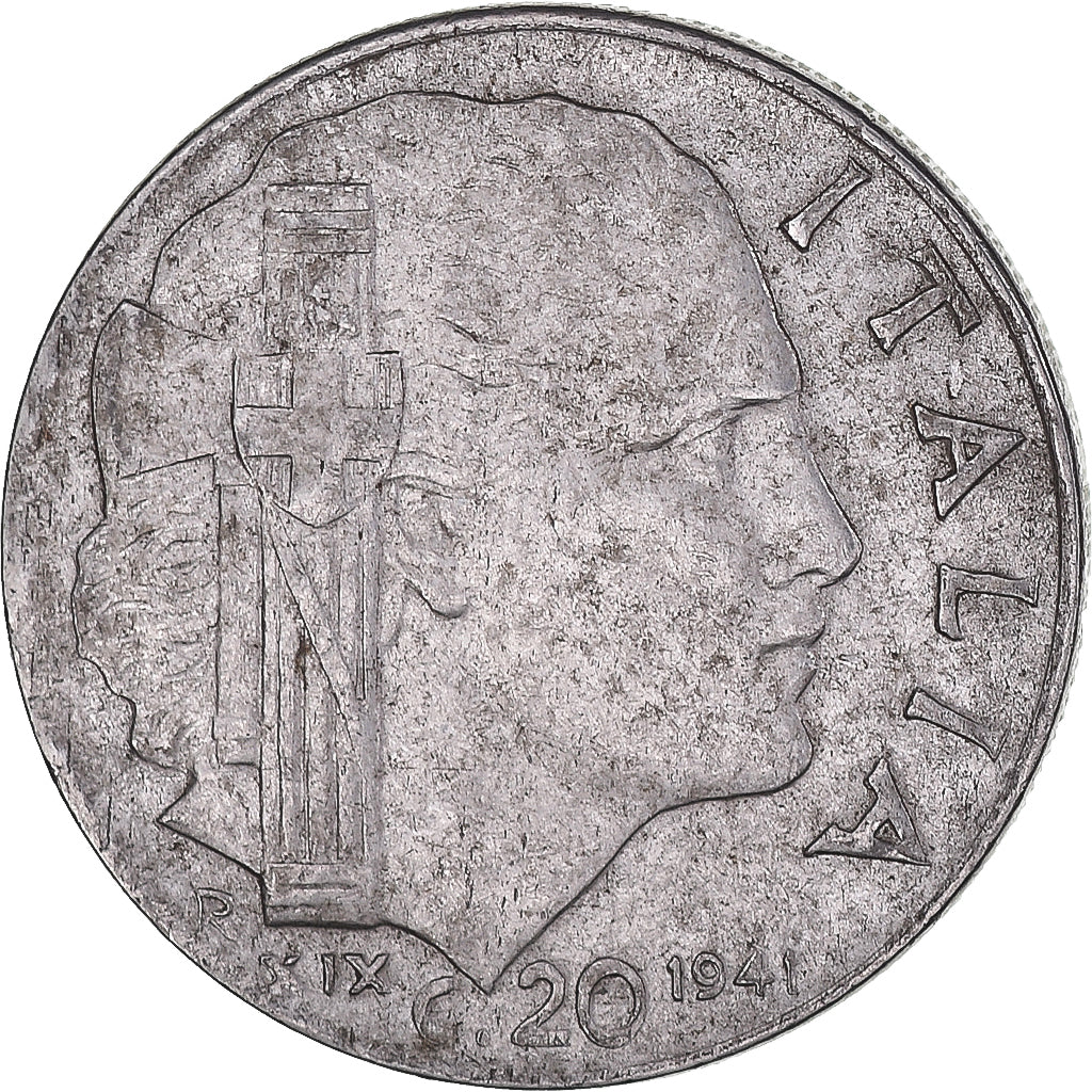 Moneda, Italia, Vittorio Emanuele III, 20 Centesimi, 1941, Rome, BC+, Acero