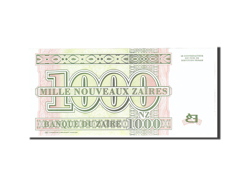 Banknote, Zaire, 1000 Nouveaux Zaïres, 1995, 1995-01-30, KM:66a, UNC(65-70)