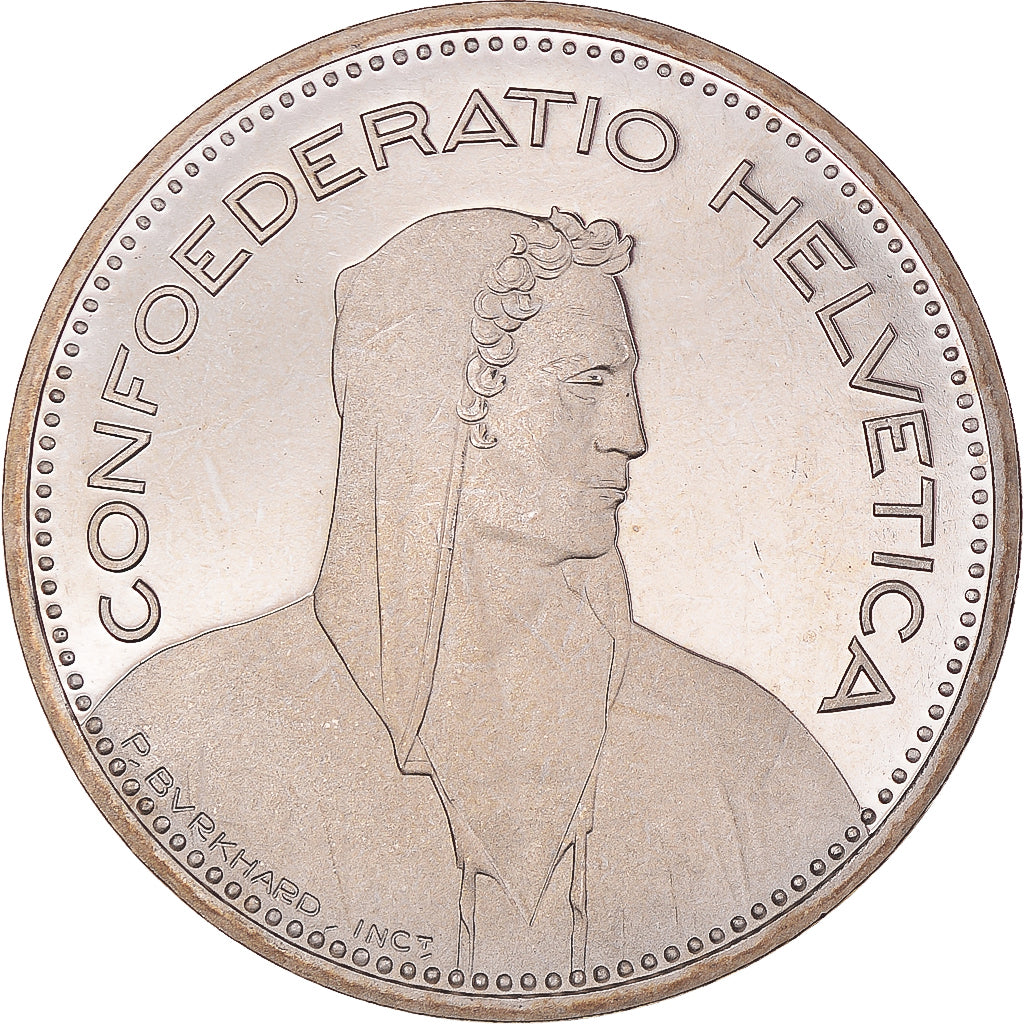 Coin, Switzerland, 5 Francs, 1990, Bern, FDC.BE, MS(65-70), Copper-nickel