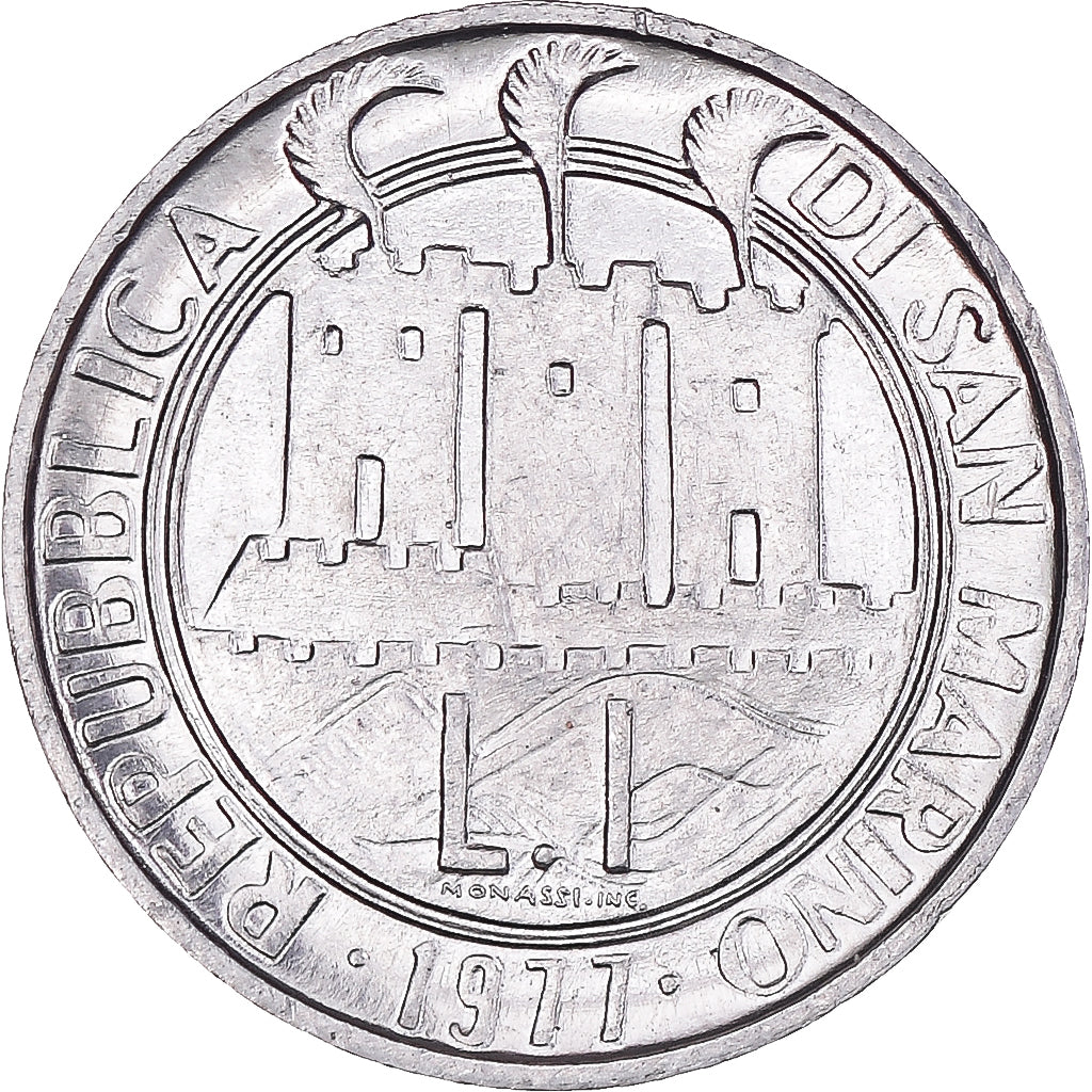 Moneda, San Marino, Lira, 1977, FAO Commemorative Environment, EBC+, Aluminio