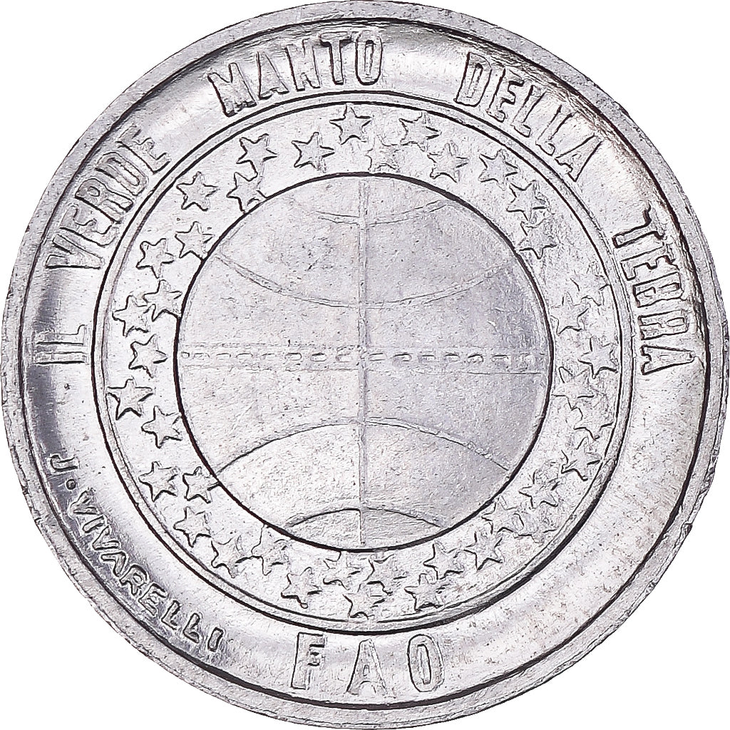 Munten, San Marino, Lira, 1977, FAO Commemorative Environment, ZF+, Aluminium