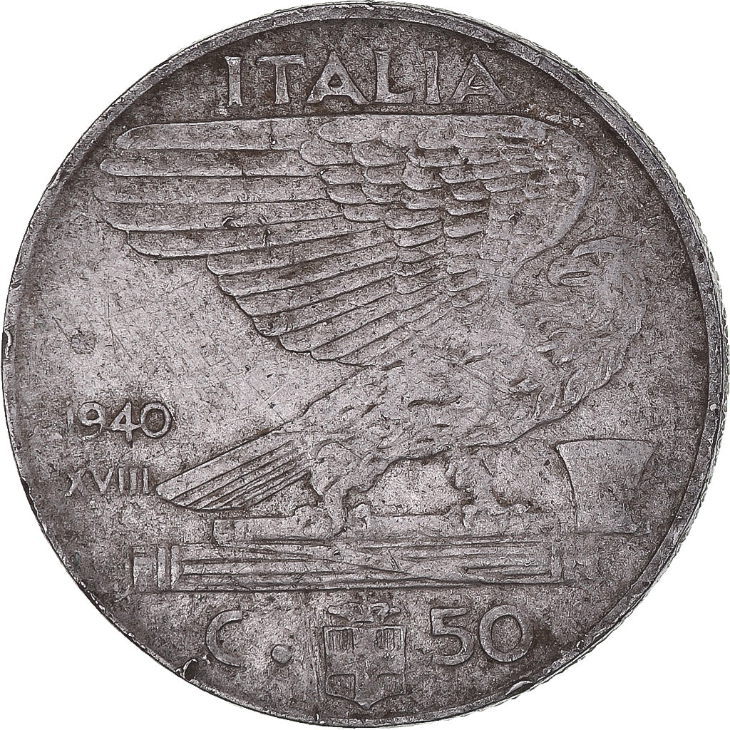 Moneda, Italia, Vittorio Emanuele III, 50 Centesimi, 1940, Rome, BC+, Acero