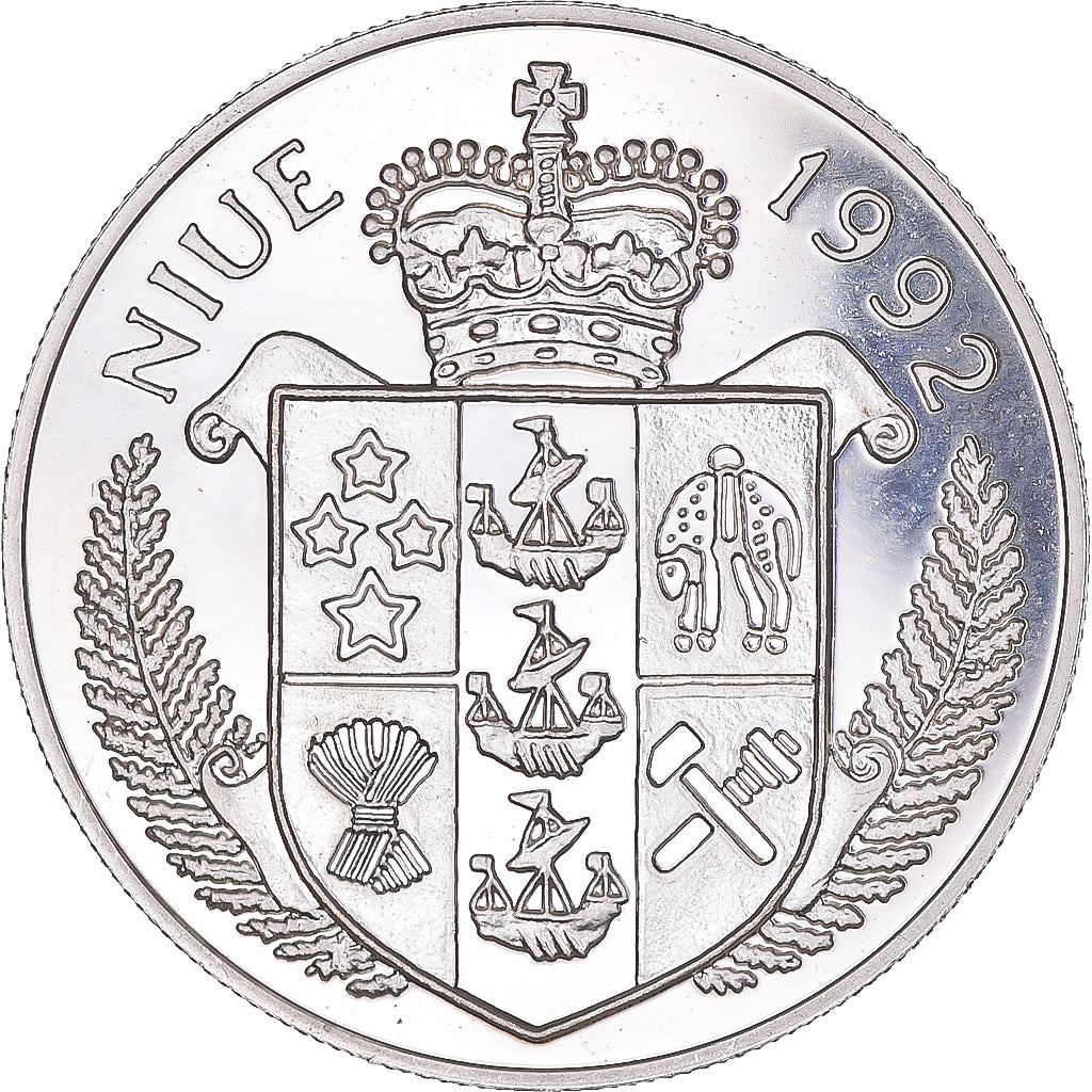 Münze, Neuseeland, 5 Dollars, 1992, NIUE.John F. Kennedy.BE, UNZ, Silber, KM:76