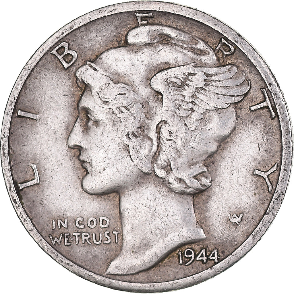 Coin, United States, Mercury Dime, Dime, 1944, U.S. Mint, Denver, EF(40-45)