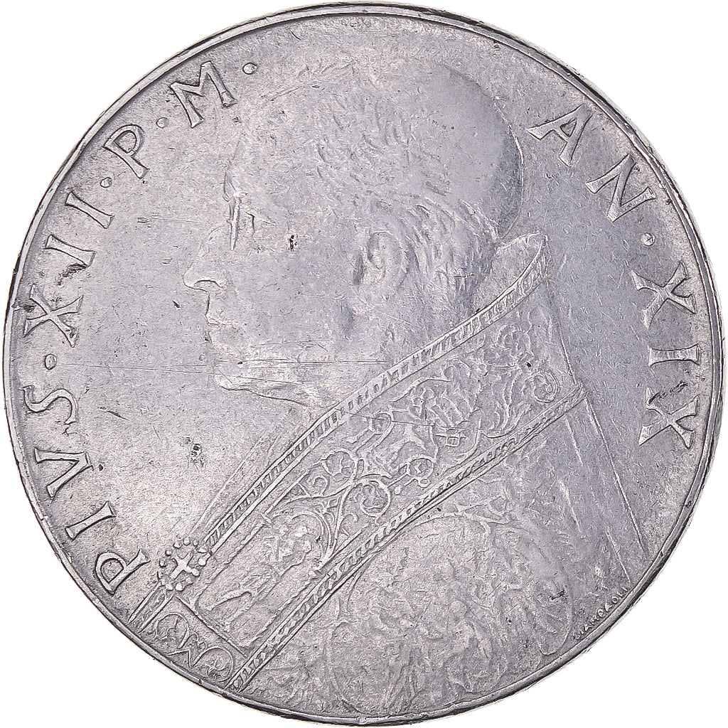 Coin, VATICAN CITY, Pius XII, 100 Lire, 1957, VF(30-35), Stainless Steel, KM:55