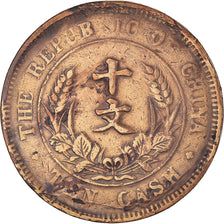 Moneda, CHINA, REPÚBLICA DE, 10 Cash, 10 Wen, BC+, Cobre, KM:303