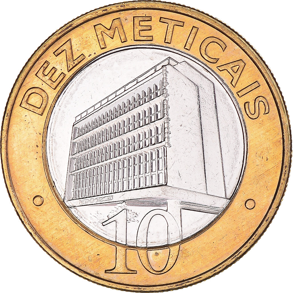 Moneda, Mozambique, 10 Meticais, 2006, MBC+, Bimetálico, KM:140