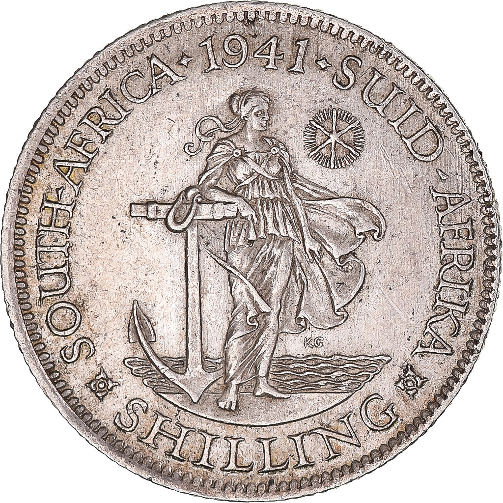 Coin, South Africa, George VI, Shilling, 1941, AU(50-53), Silver, KM:28