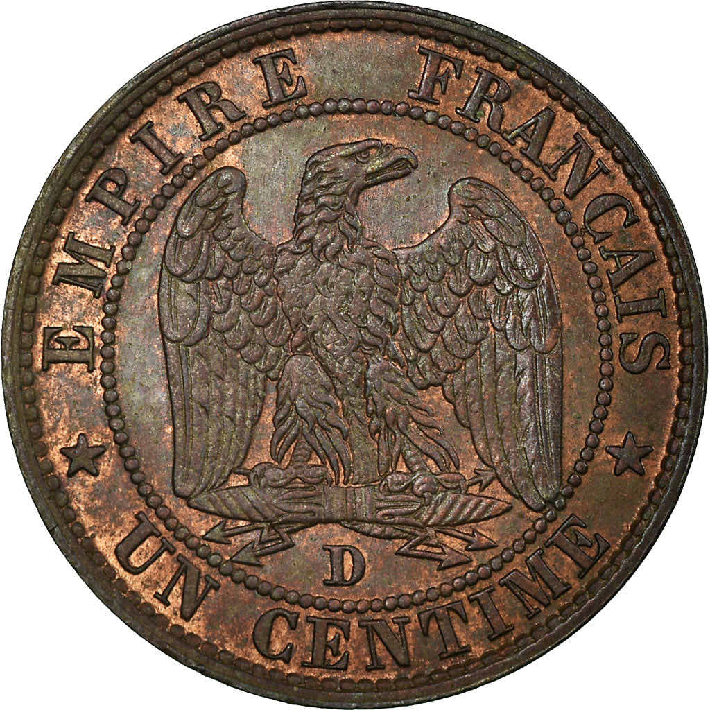 France, Napoleon III, Centime, 1855, Lyon, Bronze, AU(55-58), Gadoury:86