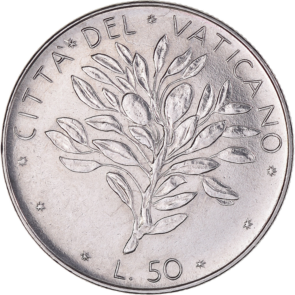 Coin, VATICAN CITY, Paul VI, 50 Lire, 1972, MS(63), Stainless Steel, KM:121