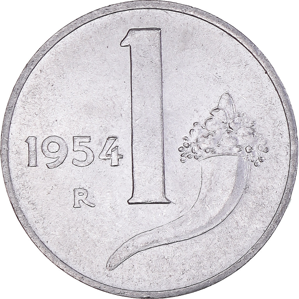 Coin, Italy, Lira, 1954, Rome, AU(55-58), Aluminum, KM:91