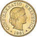 Moneta, Svizzera, 5 Rappen, 1981, Bern, SPL+, Nichel, KM:26c