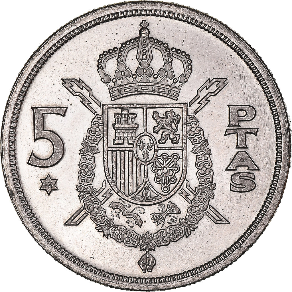Monnaie, Espagne, Juan Carlos I, 5 Pesetas, 1975 (76), BE, SPL, Cupro-nickel