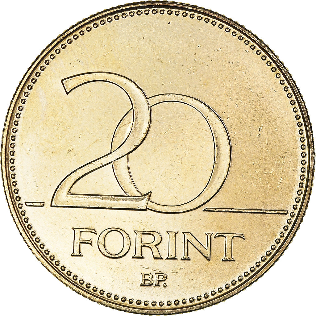 Coin, Hungary, 20 Forint, 2012, Budapest, MS(63), Nickel-brass, KM:849
