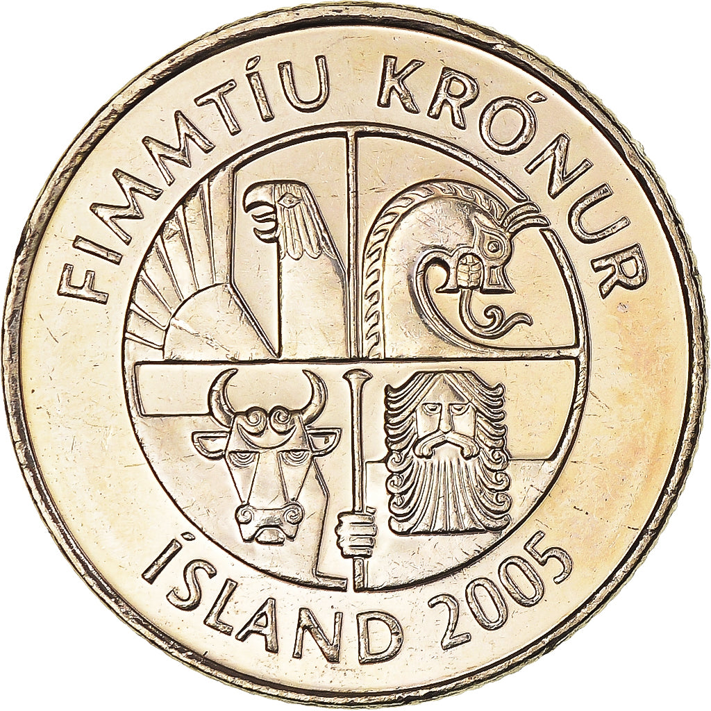 Coin, Iceland, 50 Kronur, 2005, MS(63), Nickel-brass, KM:31