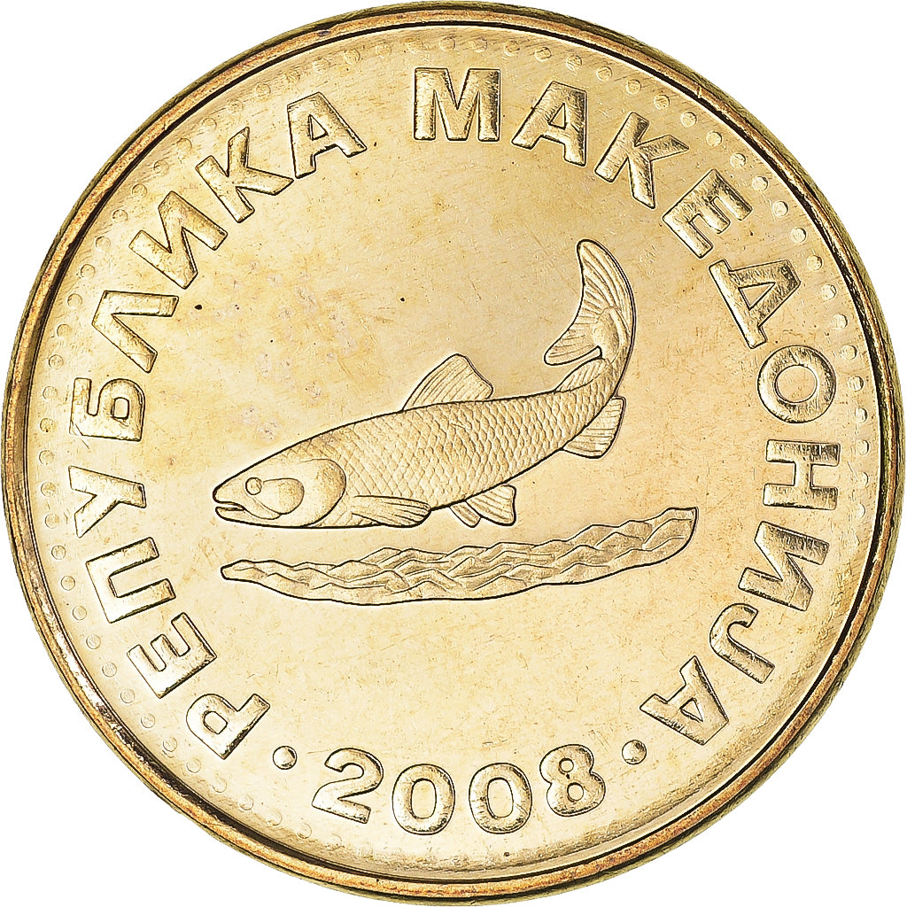 Coin, Macedonia, 2 Denari, 2008, MS(63), Brass, KM:3