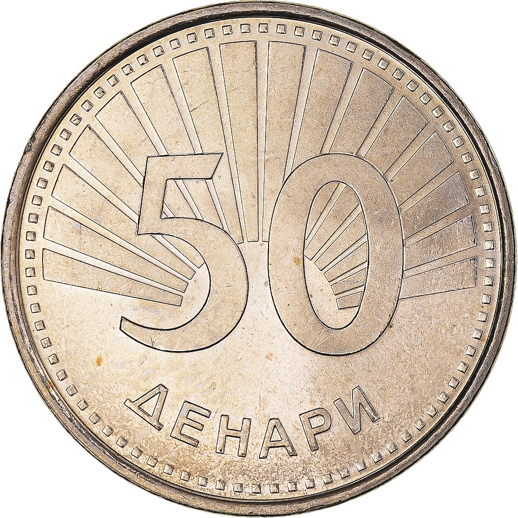 Coin, Macedonia, 50 Denari, 2008, MS(63), Brass, KM:32