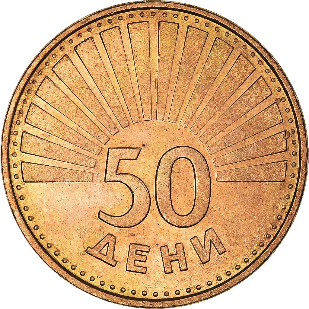 Coin, Macedonia, 50 Deni, 1993, MS(63), Brass, KM:1