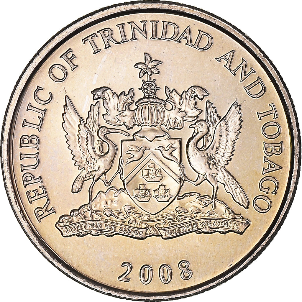 Coin, TRINIDAD & TOBAGO, 25 Cents, 2008, MS(65-70), Copper-nickel, KM:32