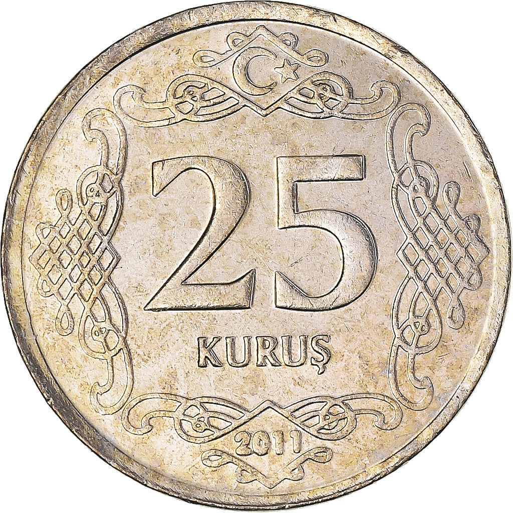 Moneta, Turchia, 25 Kurus, 2011, SPL, Nichel-ottone, KM:1242