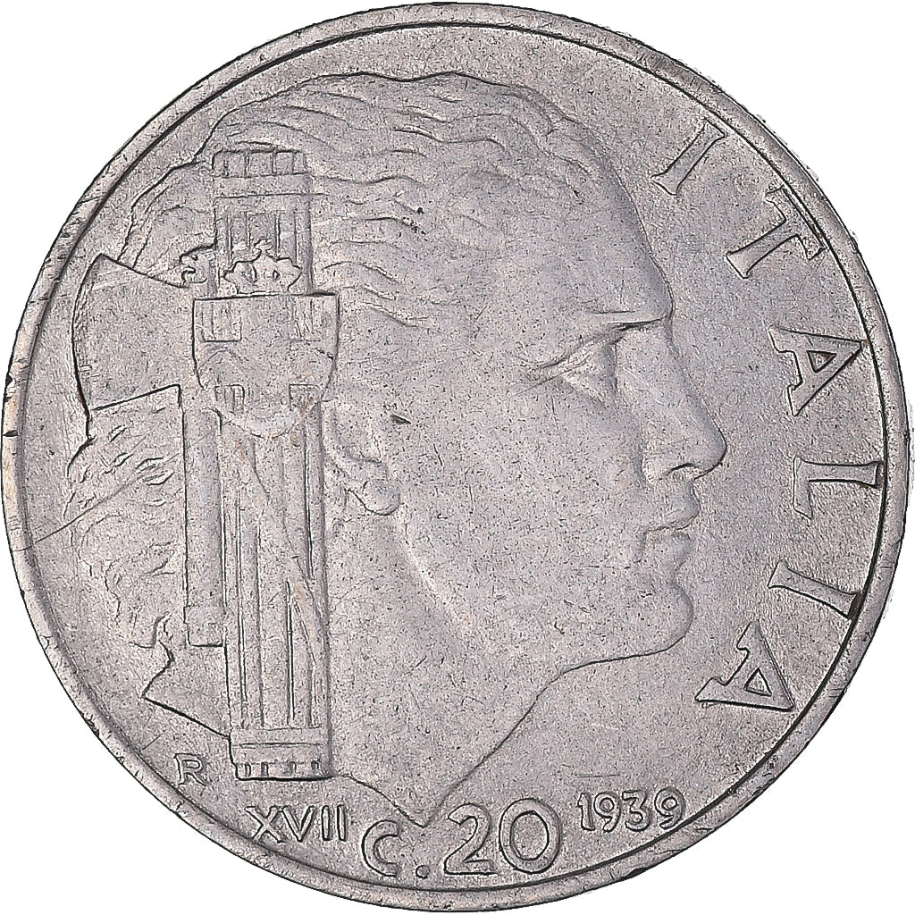 Moneda, Italia, Vittorio Emanuele III, 20 Centesimi, 1939, Rome, MBC, Acero