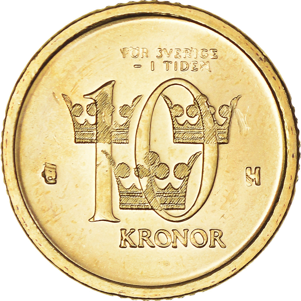 Coin, Sweden, 10 Kronor, 2005, MS(65-70), Nordic gold, KM:895