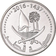 Coin, Qatar, 25 Dirhams, 1437 (2016), MS(65-70), Acier plaqué nickel, KM:83