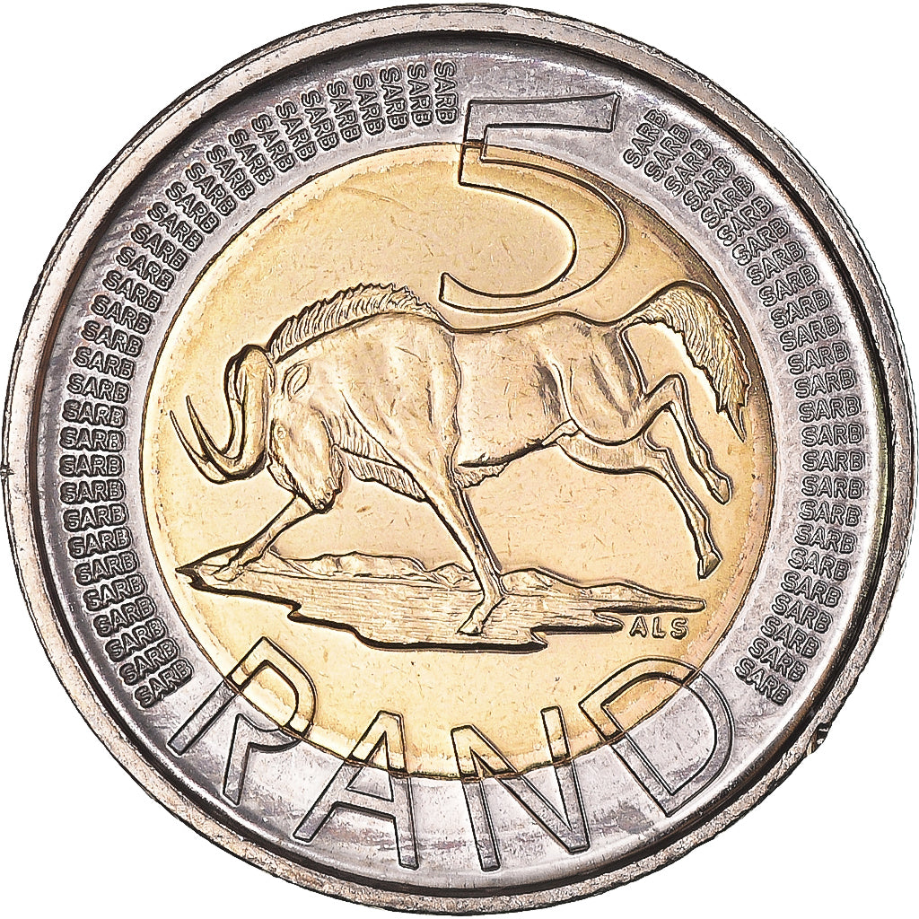 Moneda, Sudáfrica, 5 Rand, 2015, Afrika Dzonga, FDC, Bimetálico, KM:297