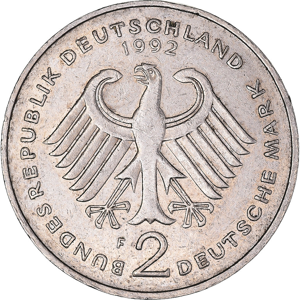 Coin, GERMANY - FEDERAL REPUBLIC, 2 Mark, 1992, Stuttgart, Dr. Kurt Schumacher.