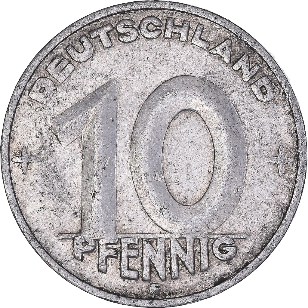 Moeda, ALEMANHA - REPÚBLICA DEMOCRÁTICA, 10 Pfennig, 1950, Muldenhütten