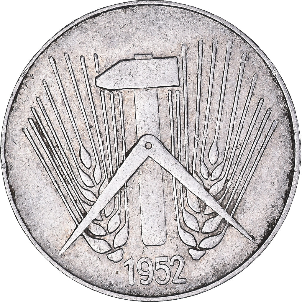 Moeda, ALEMANHA - REPÚBLICA DEMOCRÁTICA, 10 Pfennig, 1952, Muldenhütten