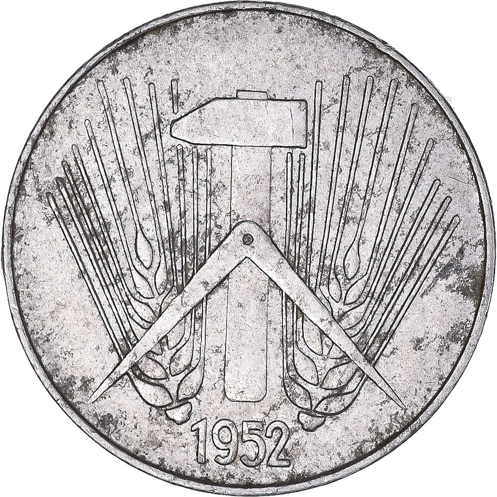 Coin, GERMAN-DEMOCRATIC REPUBLIC, 10 Pfennig, 1952, Berlin, EF(40-45), Aluminum