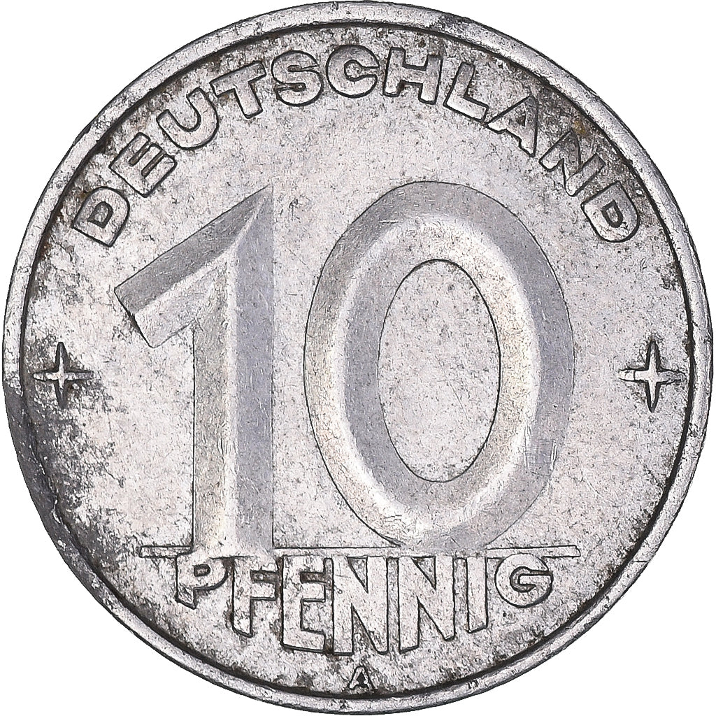Coin, GERMAN-DEMOCRATIC REPUBLIC, 10 Pfennig, 1952, Berlin, EF(40-45), Aluminum
