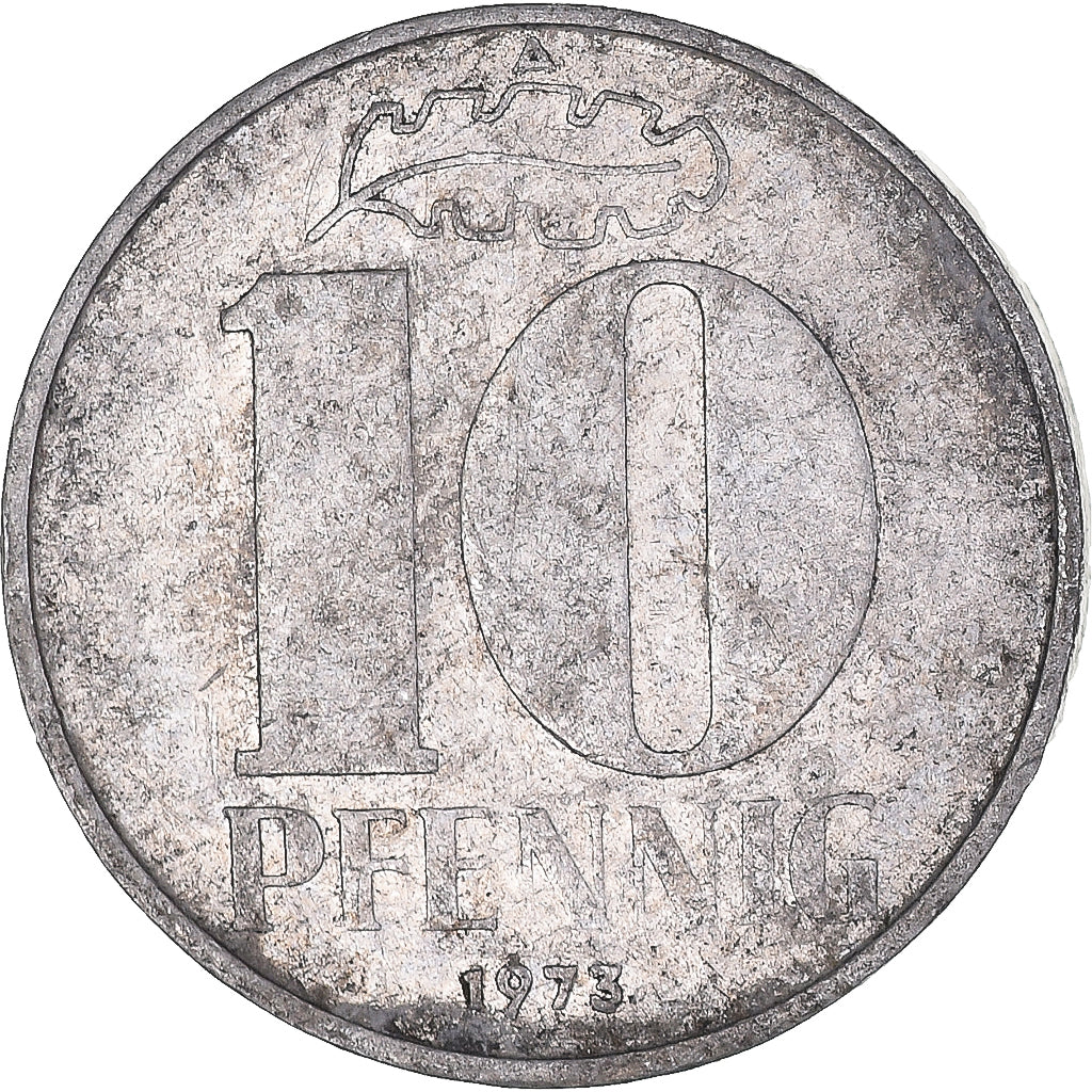 Moeda, ALEMANHA - REPÚBLICA DEMOCRÁTICA, 10 Pfennig, 1973, Berlin, VF(30-35)