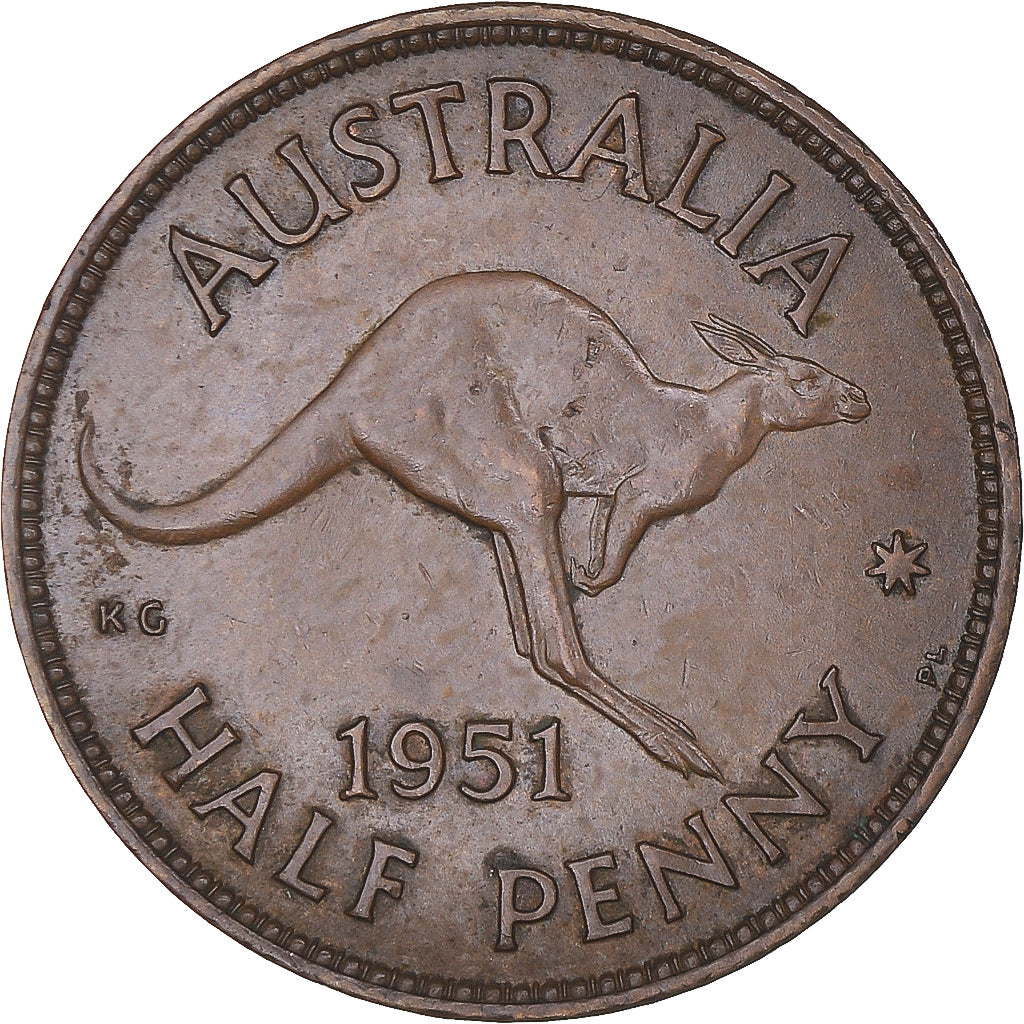 Münze, Australien, 1/2 Penny, 1951, SS, Bronze, KM:42