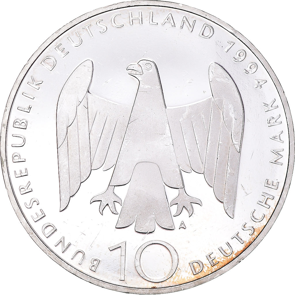 Moneta, GERMANIA - REPUBBLICA FEDERALE, 10 Mark, 1994, Berlin, Germany, BE, BB+