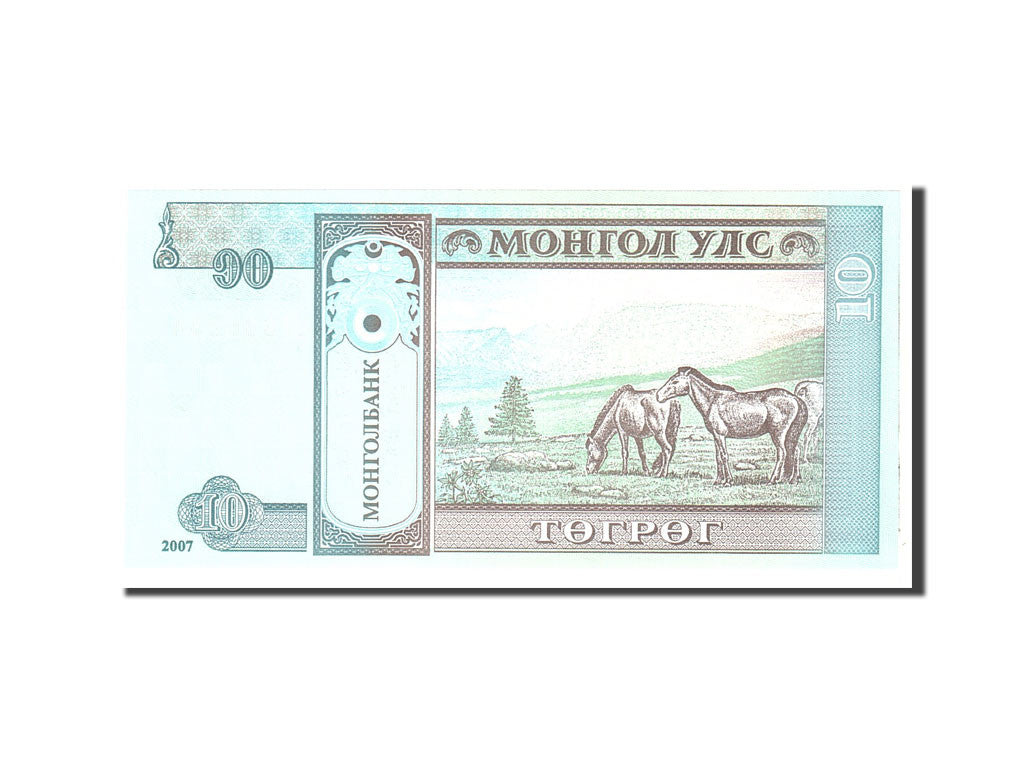 Banknot, Mongolia, 10 Tugrik, 2007, Undated, KM:62d, UNC(65-70)