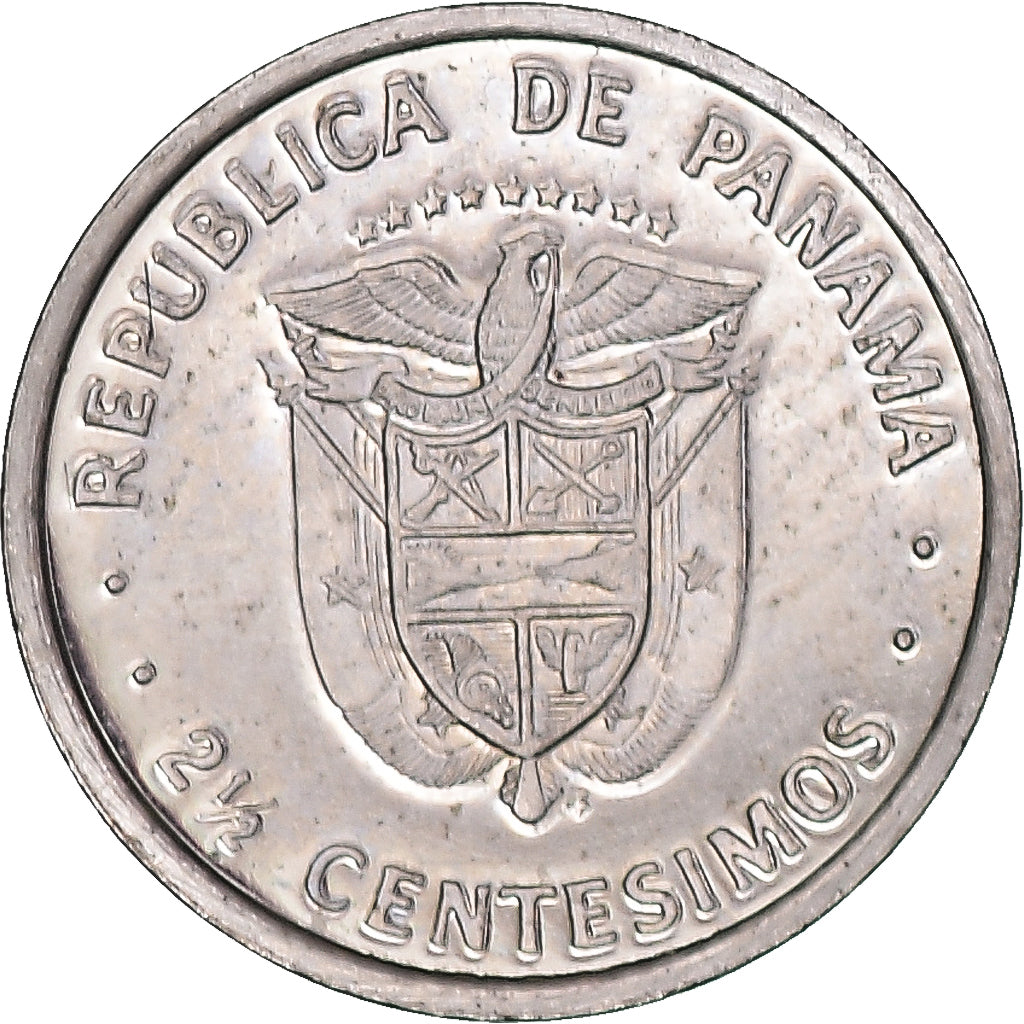Moeda, Panamá, 2-1/2 Centesimos, 1975, Franklin Mint, BE, MS(63), Cobre