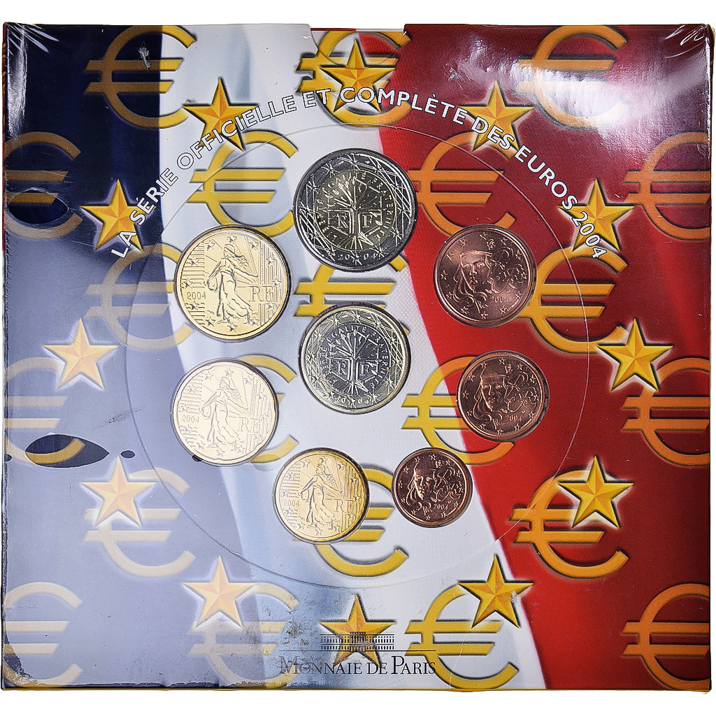 Francia, 1 Cent to 2 Euro, euro set, 2004, Monnaie de Paris, BU, FDC, Sin