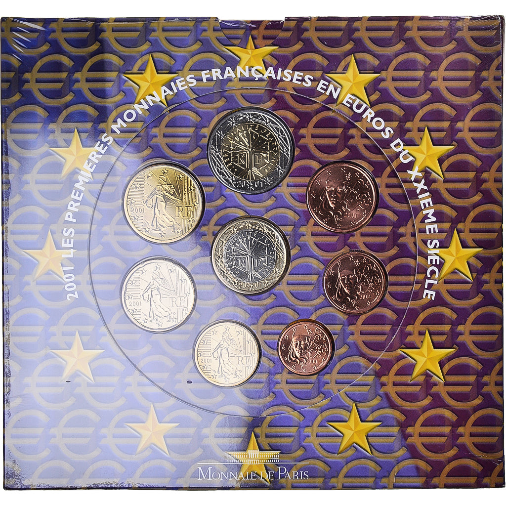 Francia, Monnaie de Paris, Euro-Set, 2001, BU, FDC, Sin información