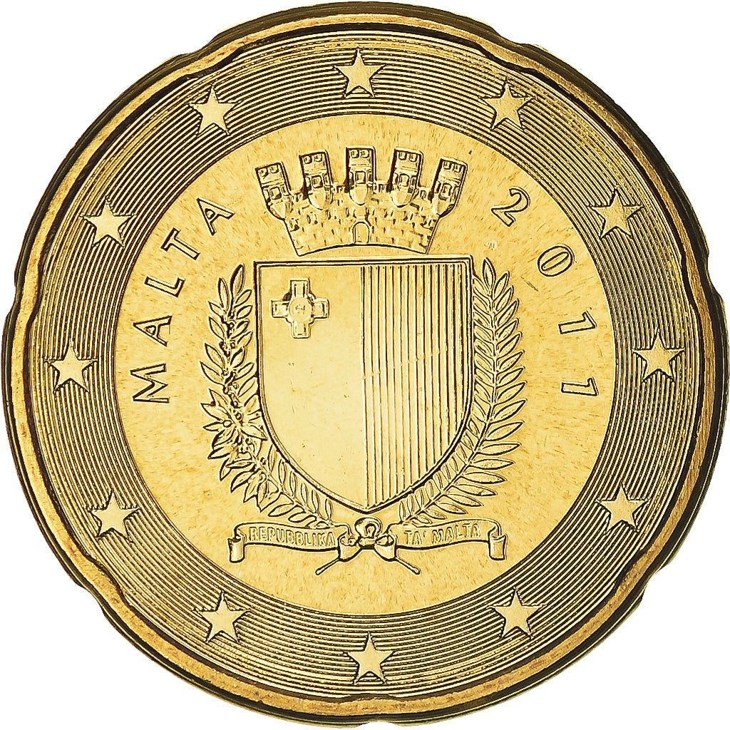 Malta, 20 Euro Cent, 2011, FDC, Latón