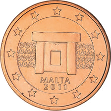 Malta, 5 Euro Cent, 2011, MS(65-70), Aço Cromado a Cobre