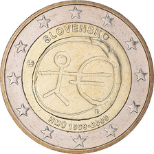 Slovakia, 2 Euro, 2009, EMU 10TH ANNIVERSARY, MS(65-70), Bi-Metallic, KM:103